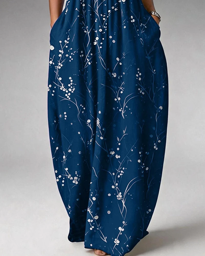 Robe Sans Manches Bouton Tricot Imprimé