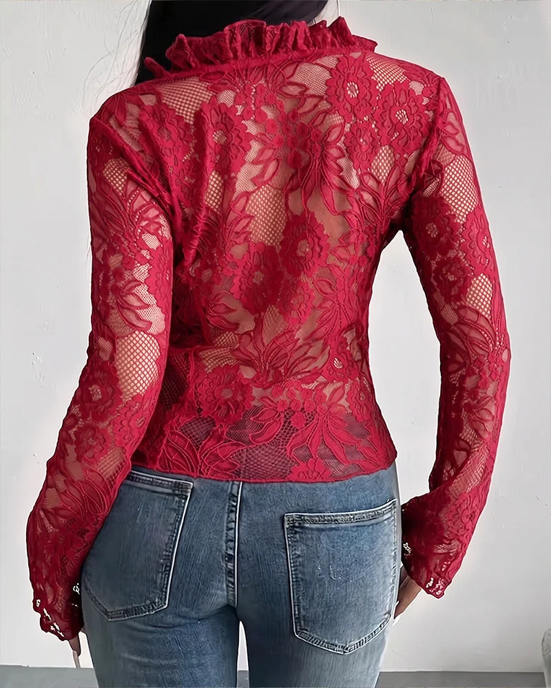 Blouse Col En V Attacher Dentelle