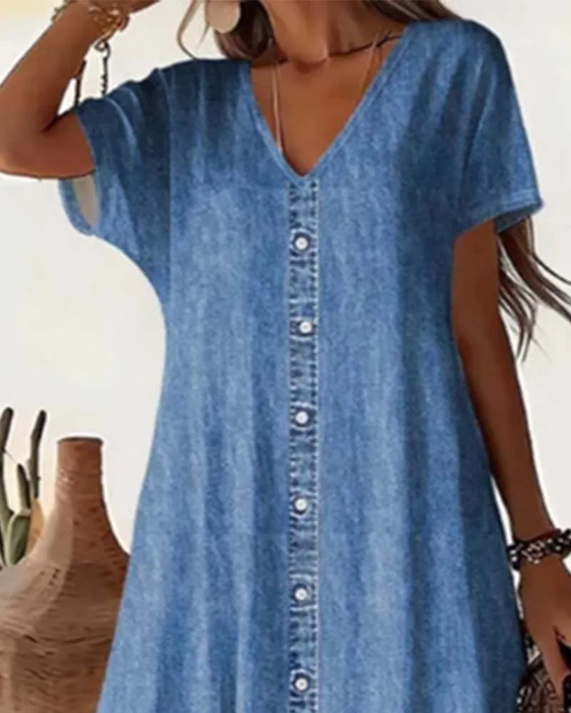 🌸 Robe D'été Décontractée Pour Femmes Avec Patte De Boutonnage – Style Relax & Confort Pour Un Usage Quotidien 💐