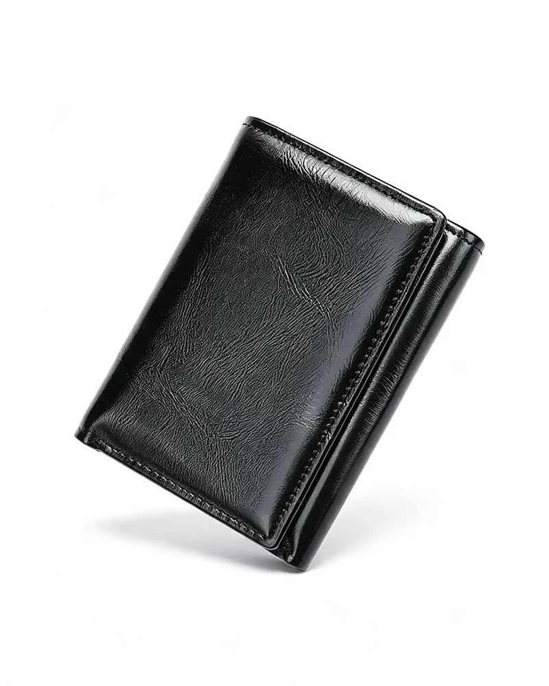 Portefeuille Homme En Cuir De Vache Huilé-Ciré Authentique Avec RFID