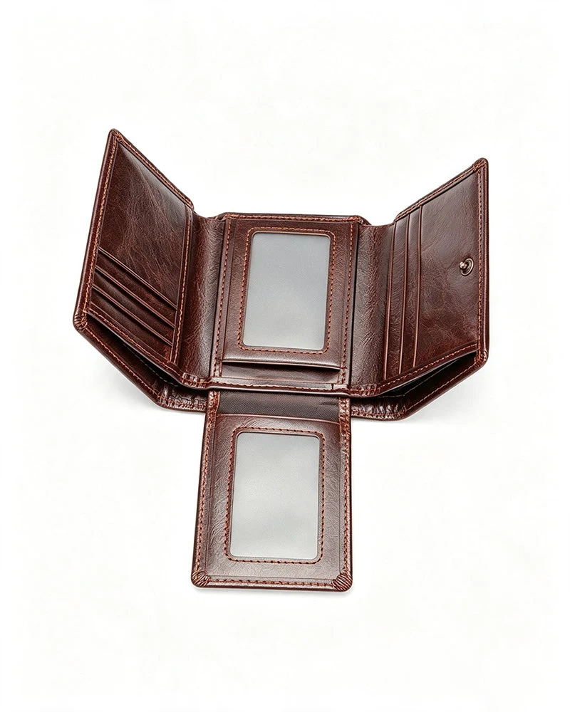 Portefeuille Homme En Cuir De Vache Huilé-Ciré Authentique Avec RFID