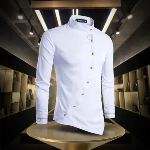 Marvin | Chemise Rétro à Col Montant et Manches Longues pour Homme