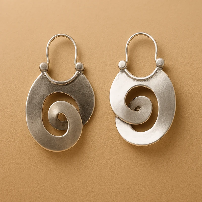 Boucles d'Oreilles Argentées Irrégulières Rétro