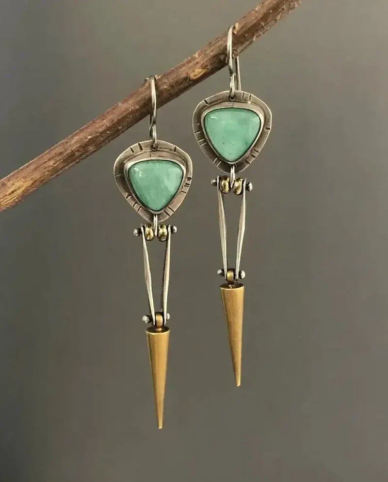 Boucles d'Oreilles en Pierre Naturelle Vintage