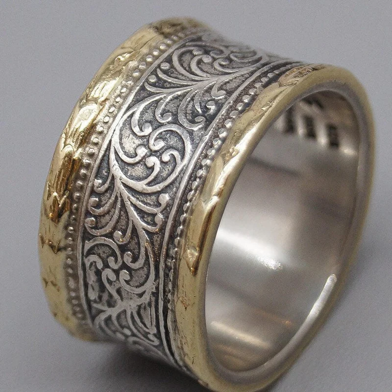 Bague Vintage Élégante en Or et Argent