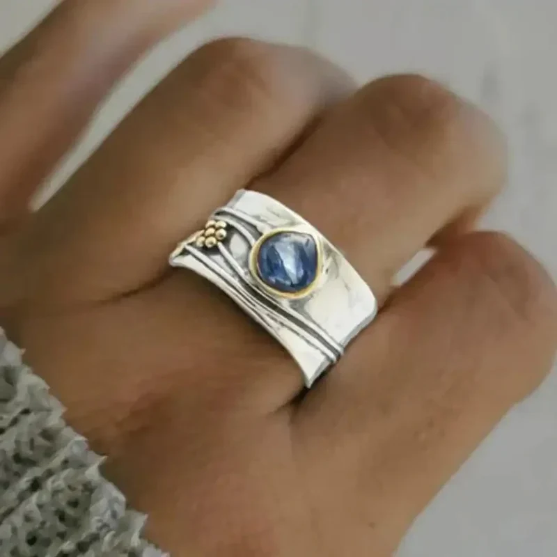 Bague de Méditation avec Pierres Précieuses Bohémienne