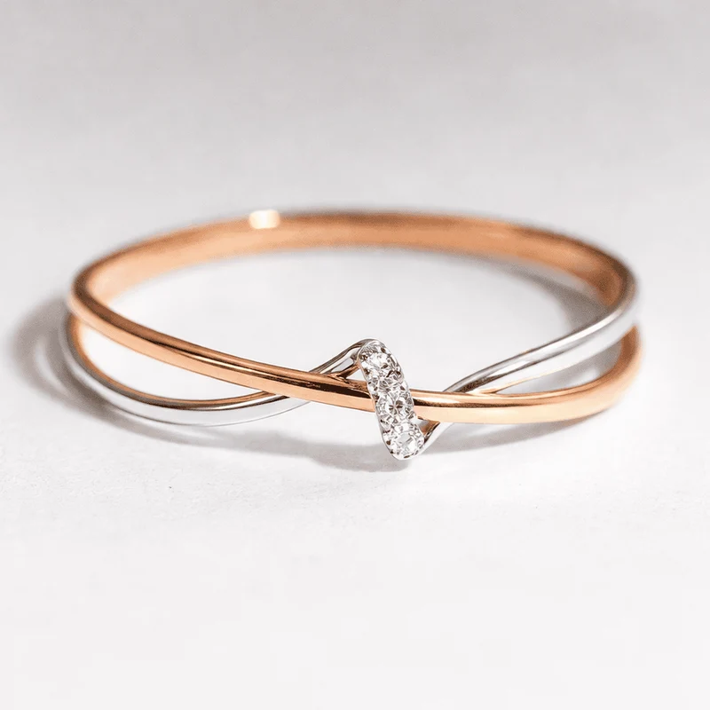 Bague Vintage en Or et Argent Tressé