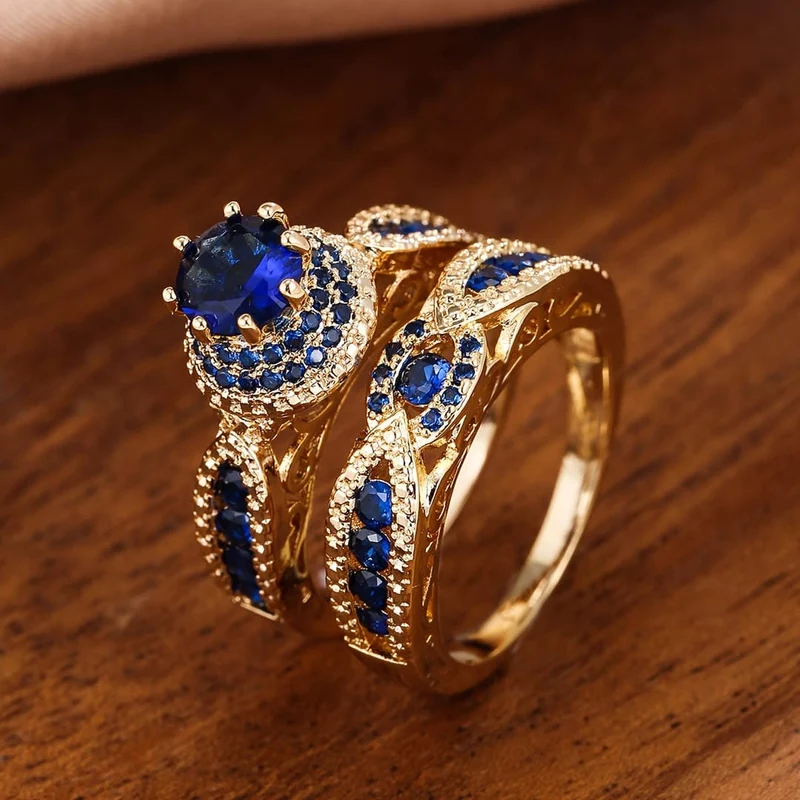 Ensemble de Bagues en Saphir Doré Victoria