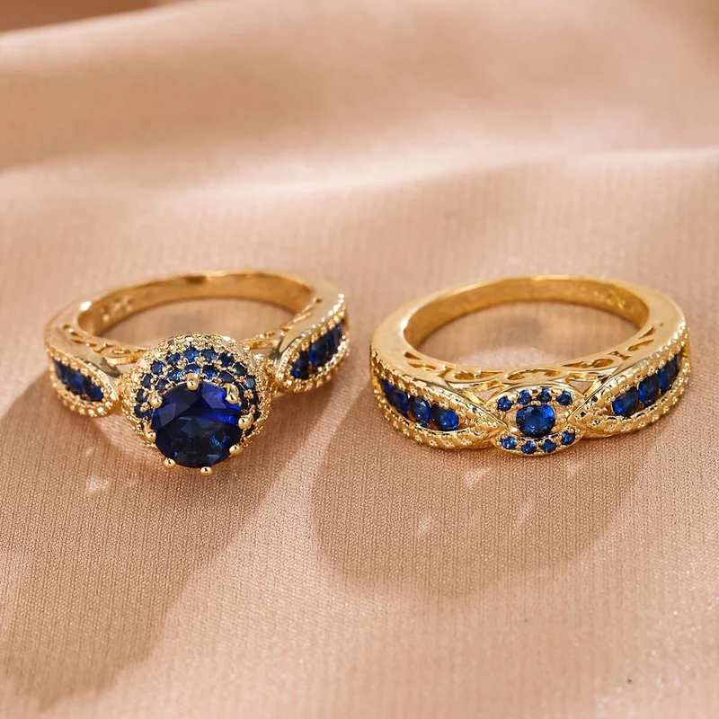 Ensemble de Bagues en Saphir Doré Victoria