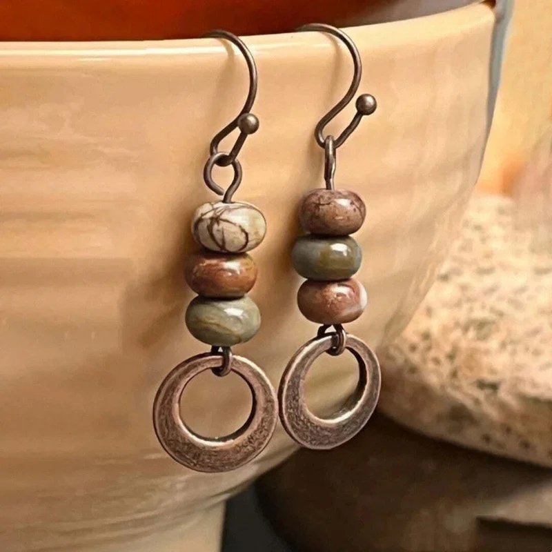 Boucles d'Oreilles en Pierre Rustique