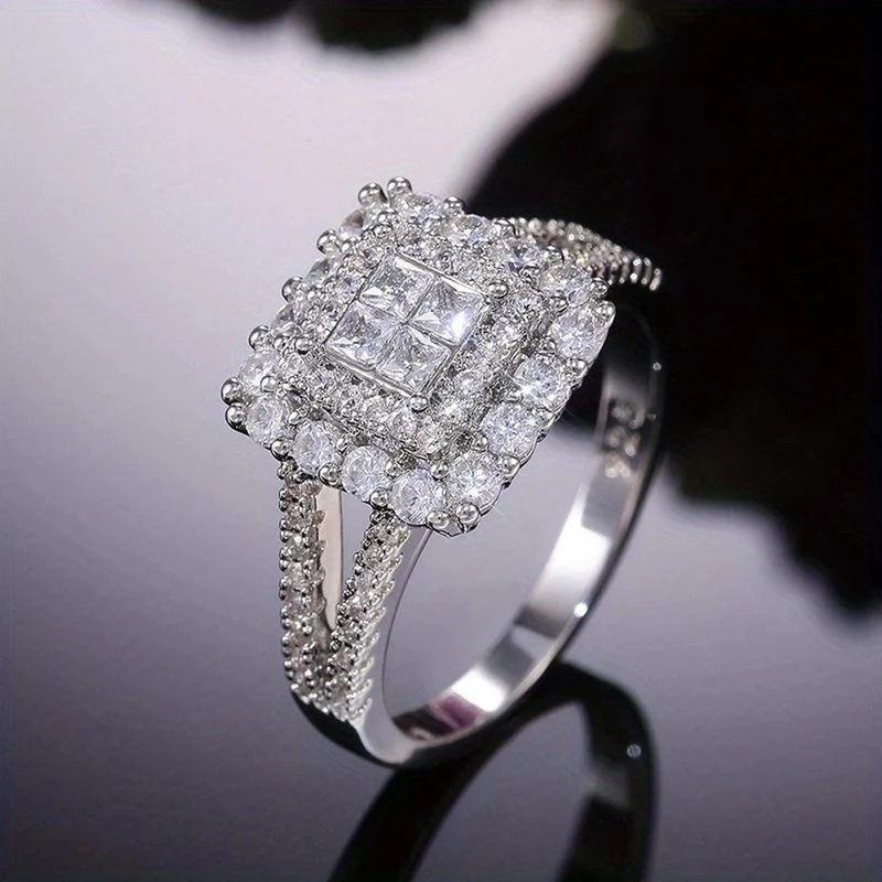 Bague de Mariage en Zirconium en Forme Carrée