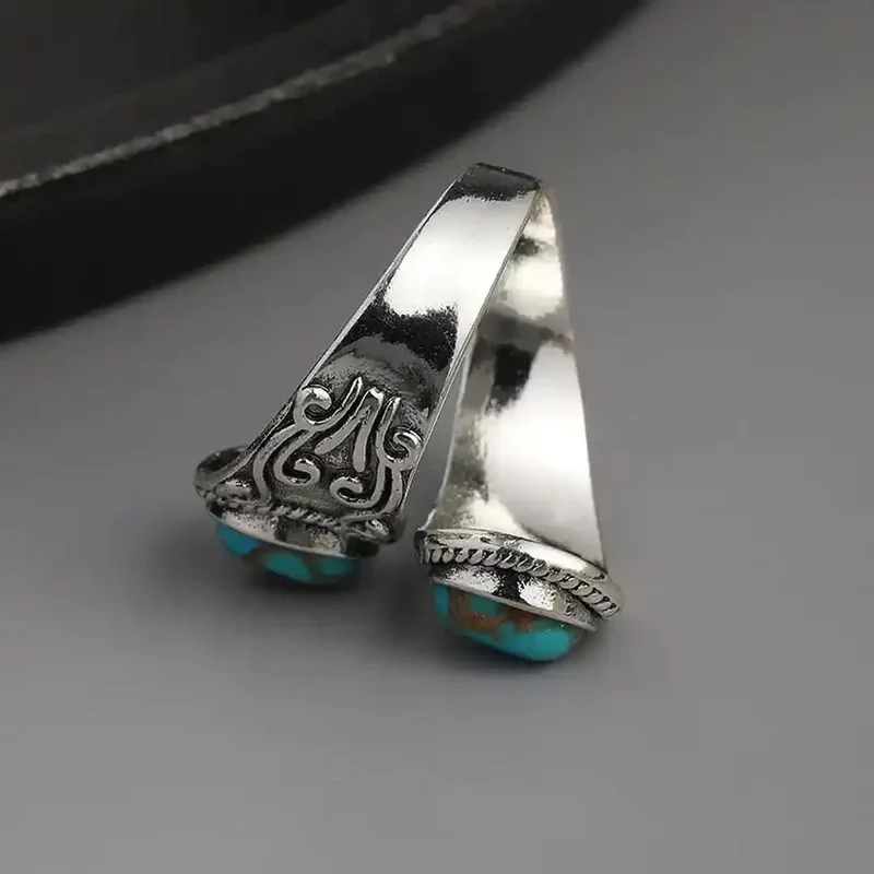 Bague Croix en Turquoise en Argent Vintage