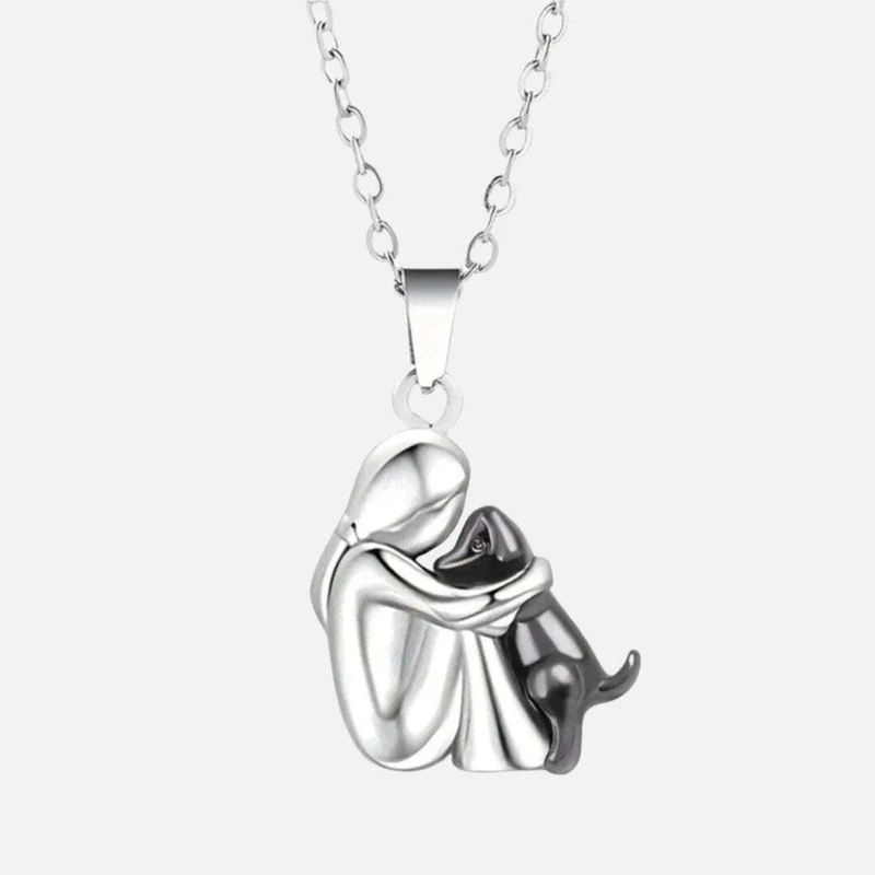 "Pour Toujours dans Ton Cœur" Collier avec Pendentif d'Étreinte de Chien