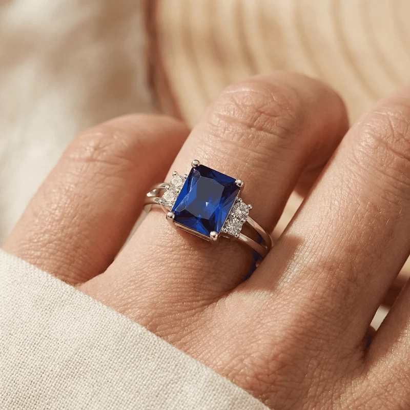 Bague en Saphir Taillé en Octogone