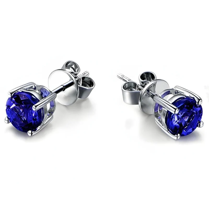 Boucles d'Oreilles Poussettes en Saphir Classiques