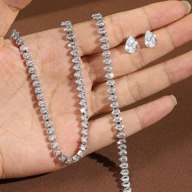Magnifique Ensemble de Mariée en Zirconia Cubique Transparent
