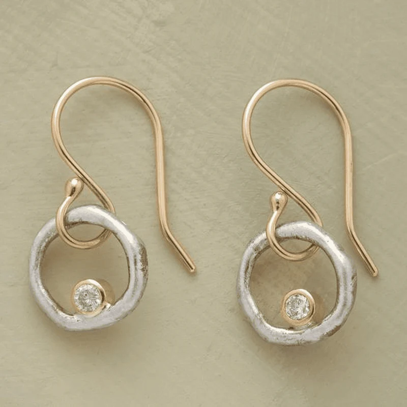 Boucles d'Oreilles Rétro en Or et Argent