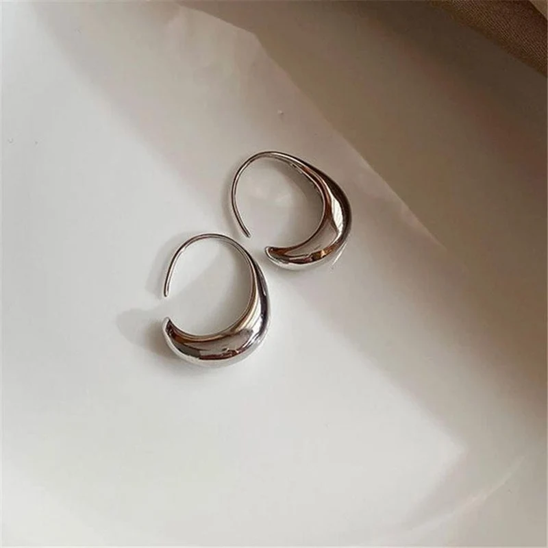 Boucles d'Oreilles Ovales en Or et Argent