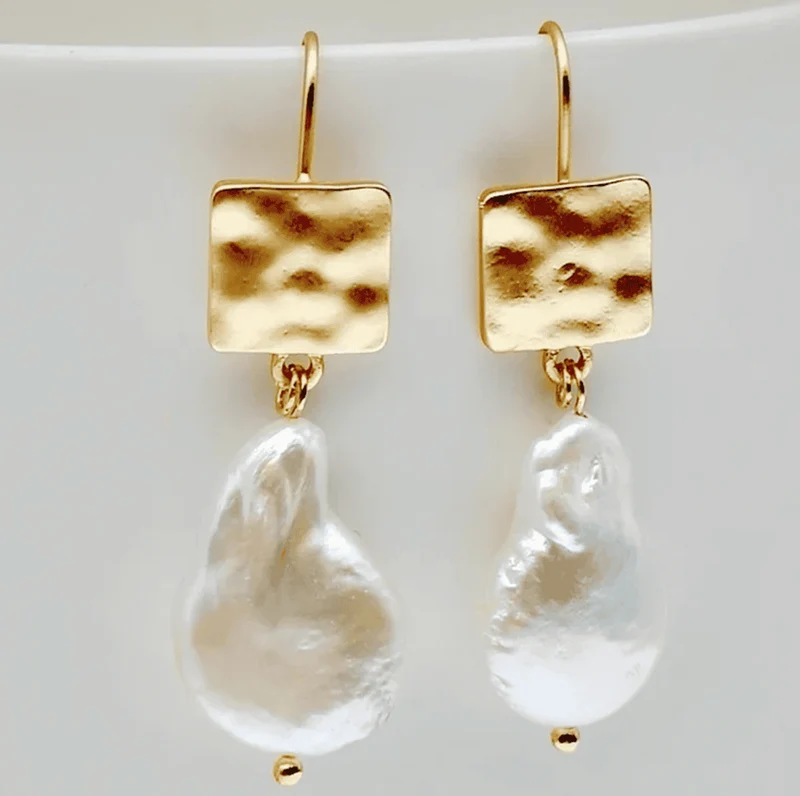 Boucles d'oreilles rétro en perles d'eau douce