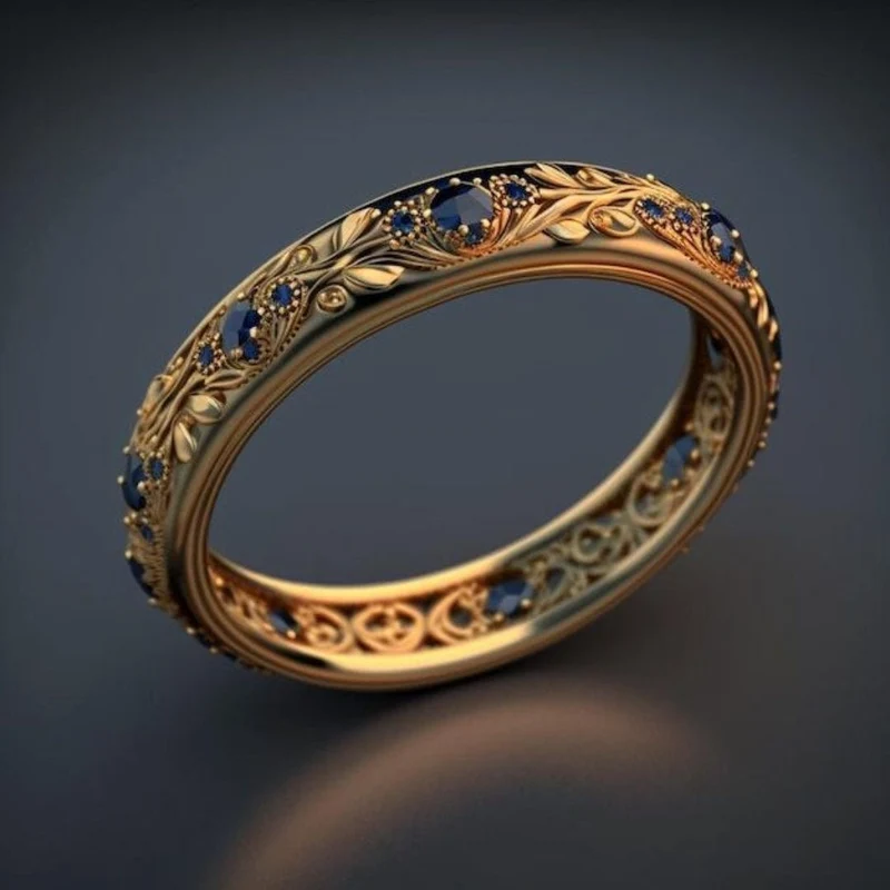 Bague Feuille de Zircon Bleu Exotique Finesse