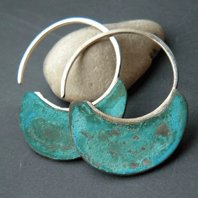 Boucles d'Oreilles Turquoise Vintage Usées