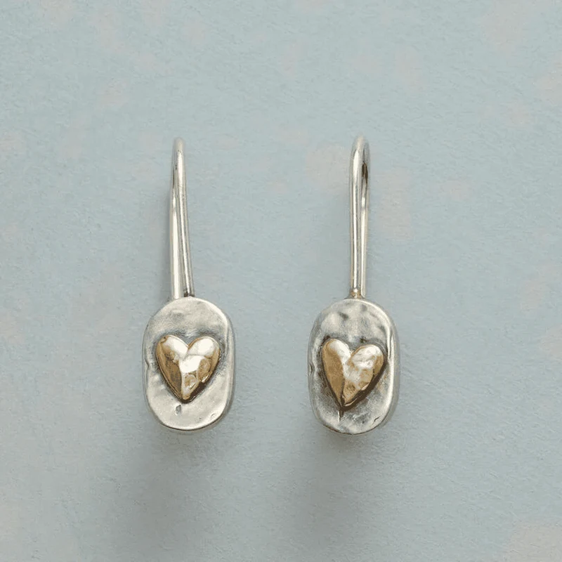 Boucles d'oreilles pendantes en cœur bicolore
