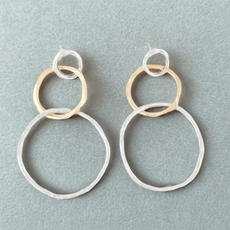 Boucles d'Oreilles Vintage en Or et Argent