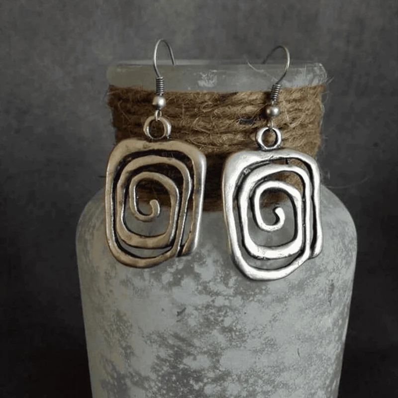 Boucles d'Oreilles Vintage en Argent Spiral