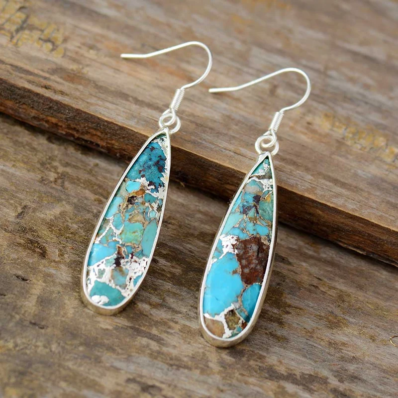 Boucles d'oreilles en jaspe turquoise chic