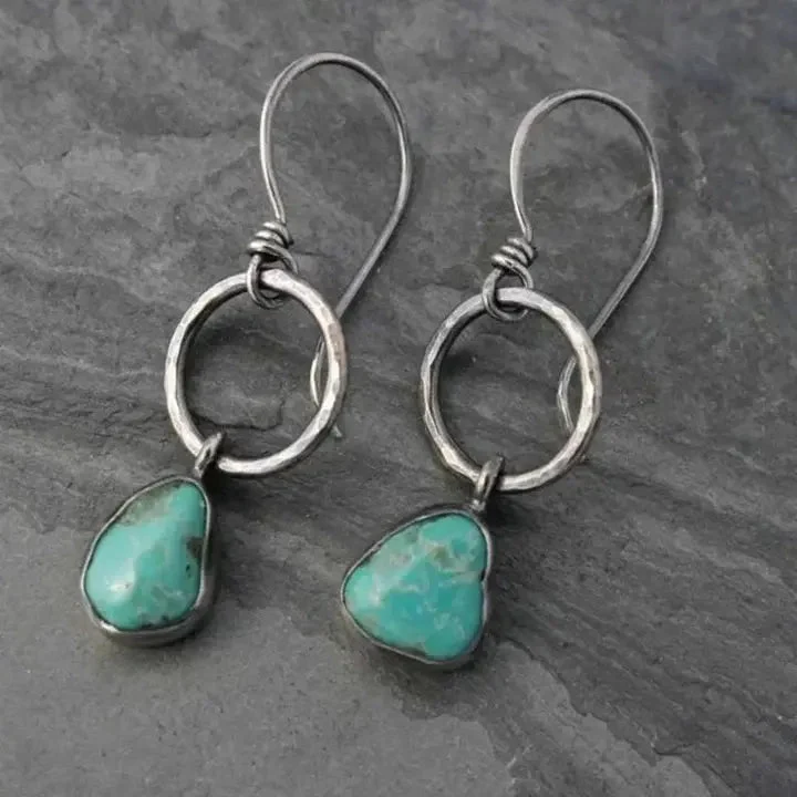 Boucles d'oreilles en Pierre Turquoise en Argent Vintage