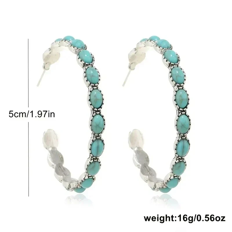 Boucles d'Oreilles Circulaires Turquoise Vintage Bohèmes