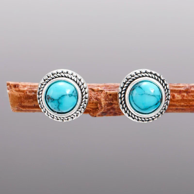 Boucles d'oreilles à clou en imitation turquoise vintage bohème