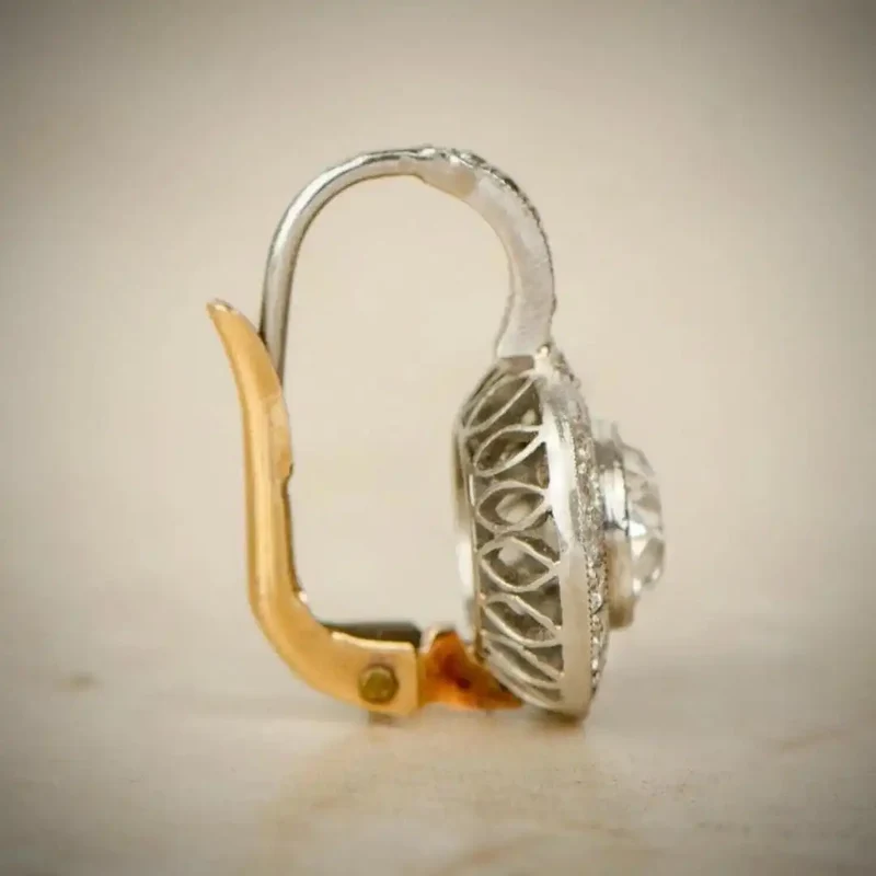 Boucles d'Oreilles Vintage en Cristal Doré et Argenté