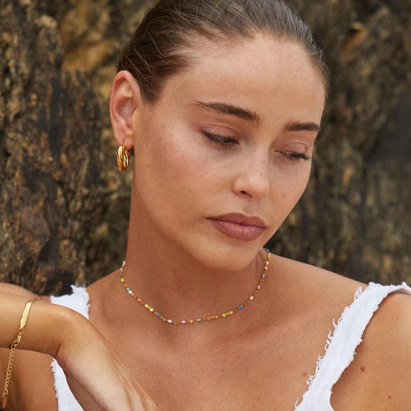 Collier Choker Délicat Couleurs Éclatantes