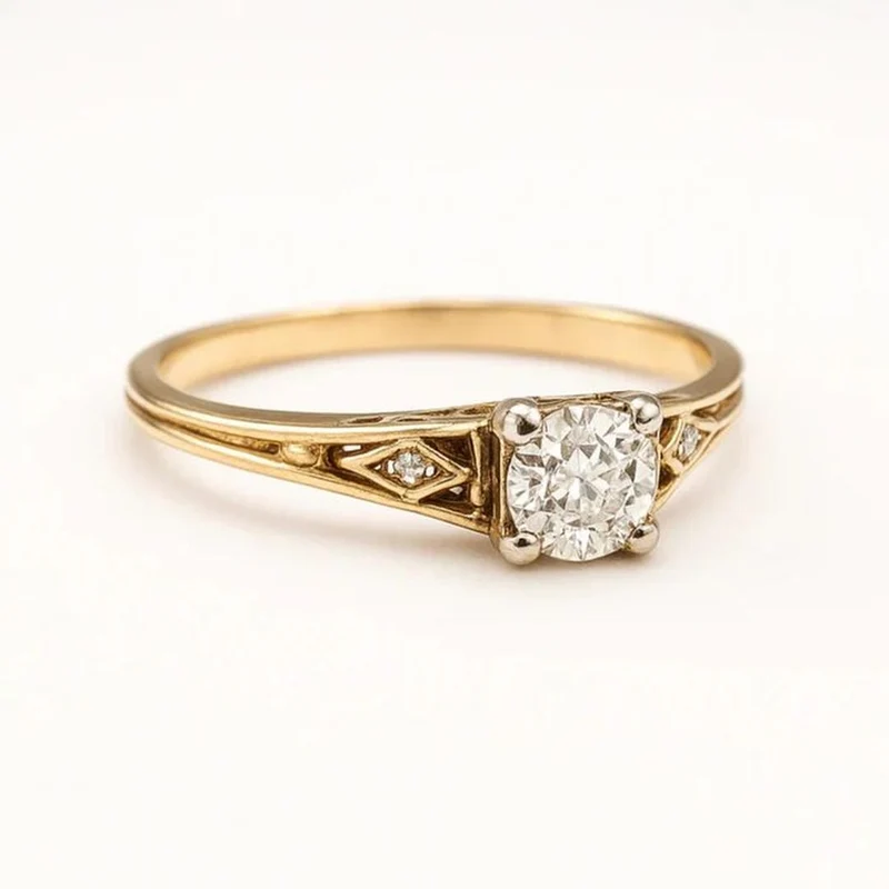 Bague en Or Fin avec Zirconiums Vintage