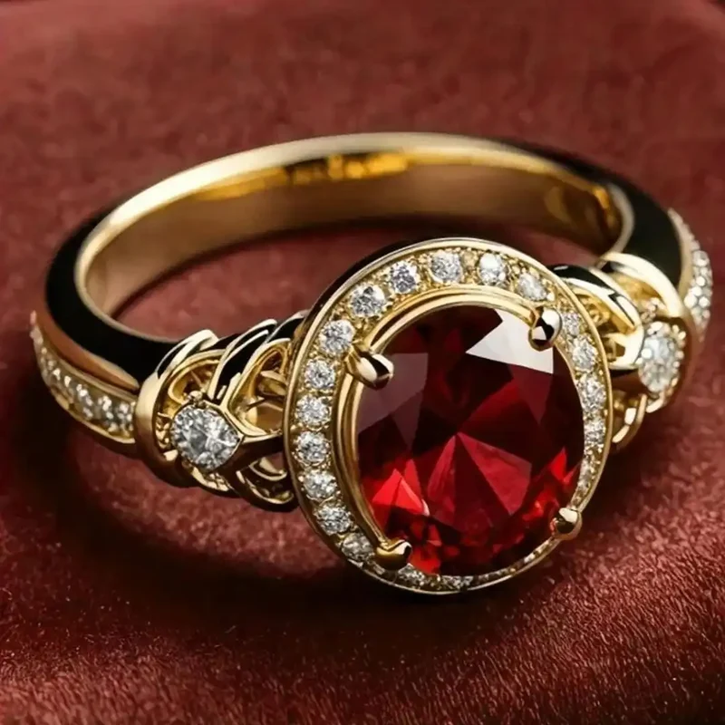 Bague Déclarative en Nœud Halo en Rubis
