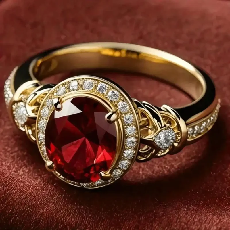 Bague Déclarative en Nœud Halo en Rubis