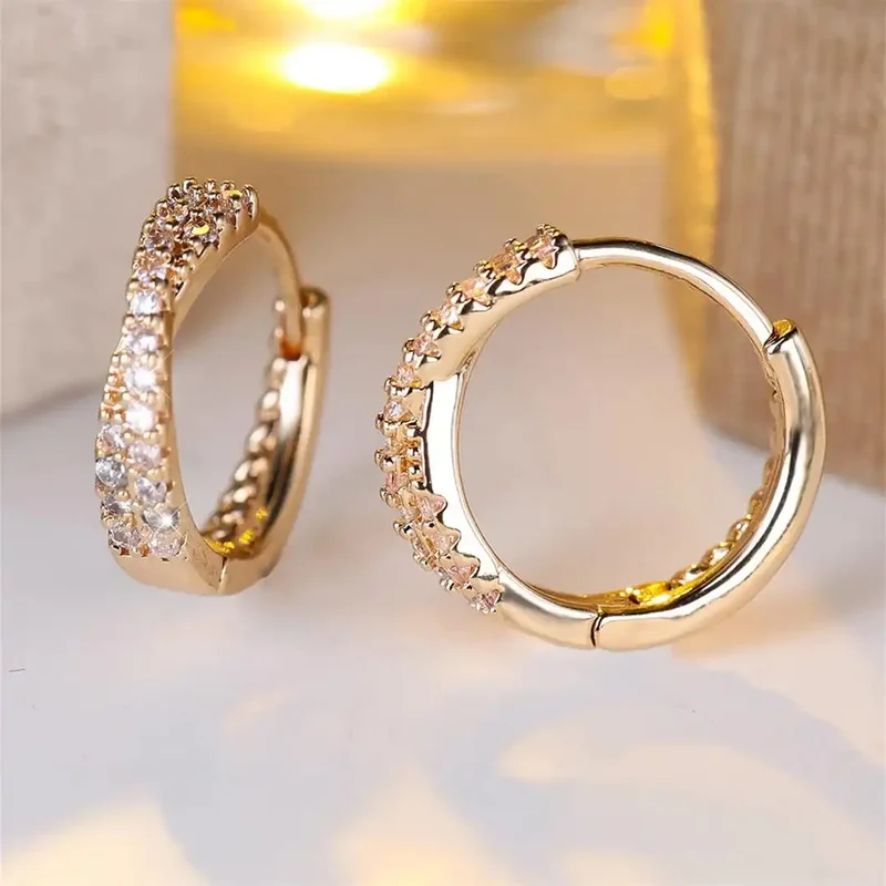 Boucles d'Oreilles Créoles en Zirconium Vintage