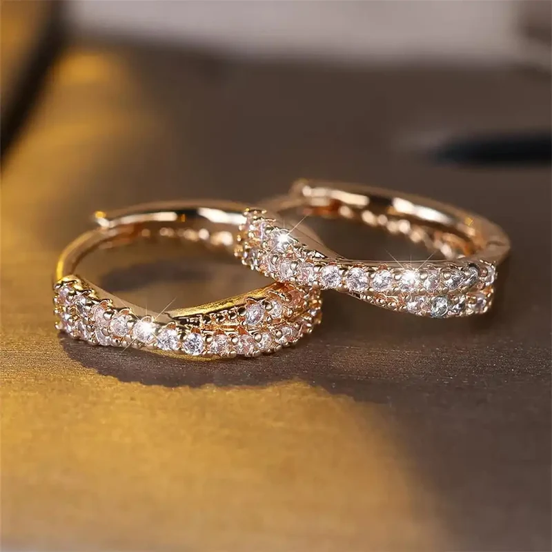 Boucles d'Oreilles Créoles en Zirconium Vintage