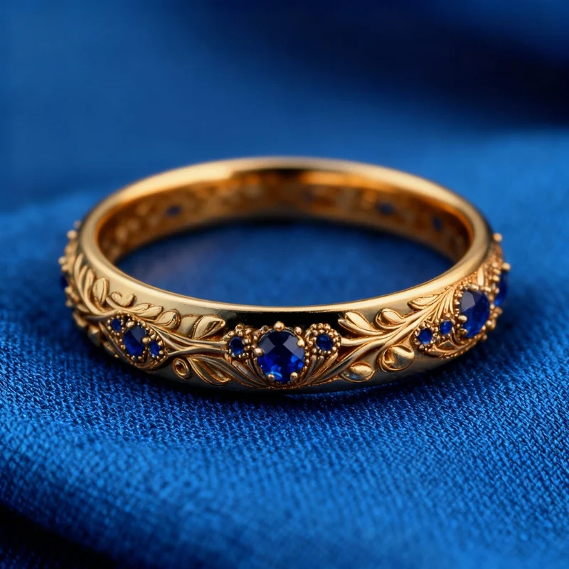 Bague Feuille de Zircon Bleu Exotique Fin