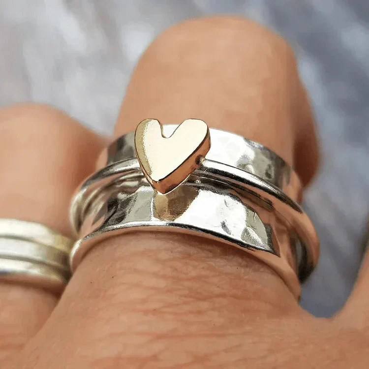 Bague Vintage en Cœur Doré en Argent
