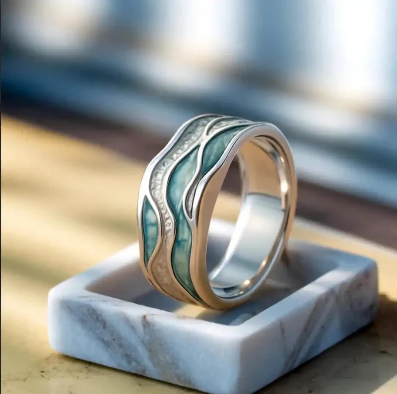 Bague Ripple en Seasilver Turquoise