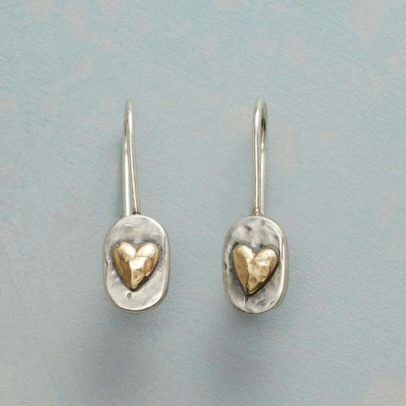 Boucles d'Oreilles en Cœur Encrustées en Or Vintage