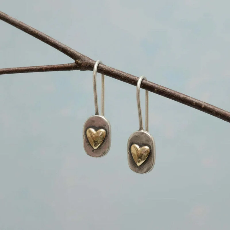 Boucles d'Oreilles en Cœur Encrustées en Or Vintage