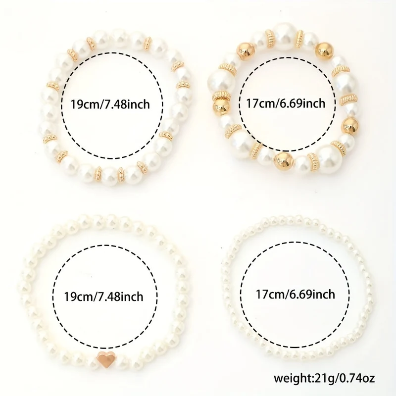 Ensemble de bracelets élégants en forme de cœur avec perles