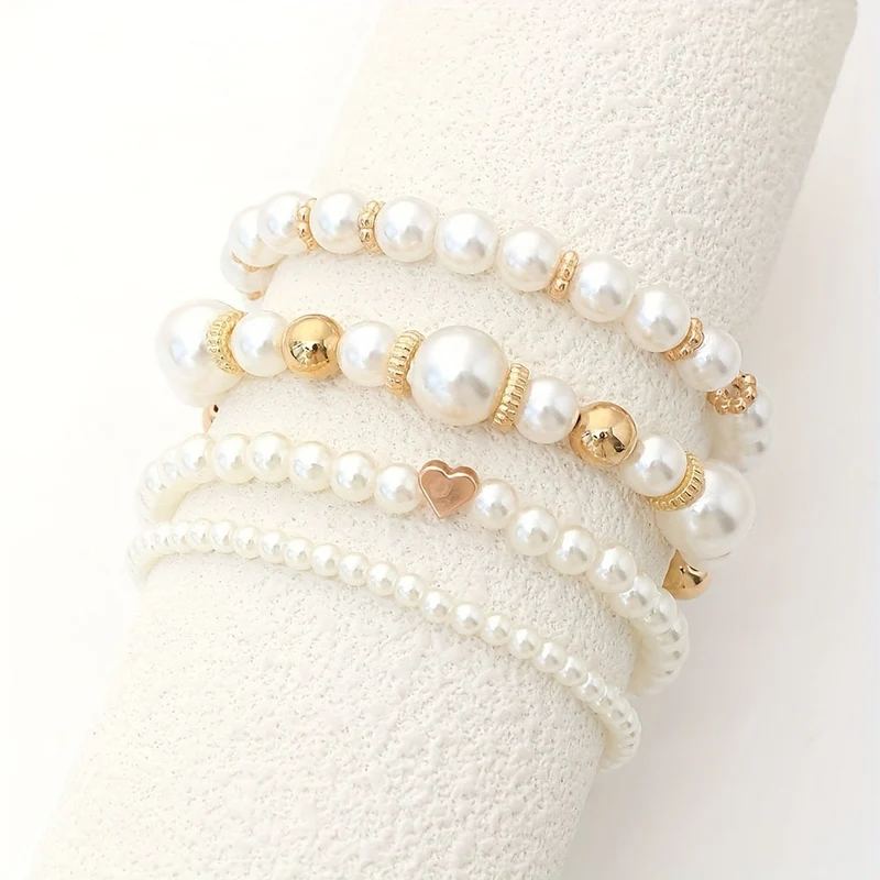 Ensemble de bracelets élégants en forme de cœur avec perles