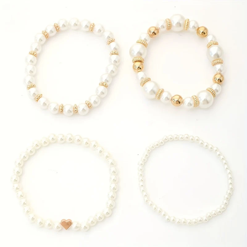 Ensemble de bracelets élégants en forme de cœur avec perles