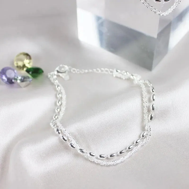 Ensemble de bracelets élégants en argent avec pierres de zirconium