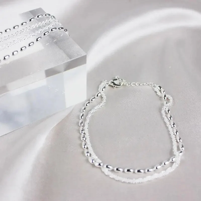Ensemble de bracelets élégants en argent avec pierres de zirconium