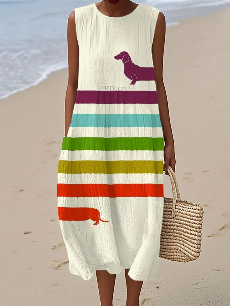 Audrey | Robe Midi Imprimée Dachshund